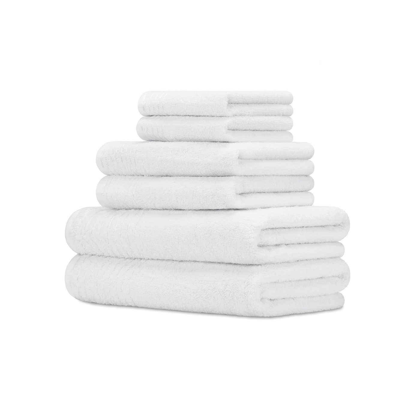 Mixed stack of hotel bath towels and hand towels