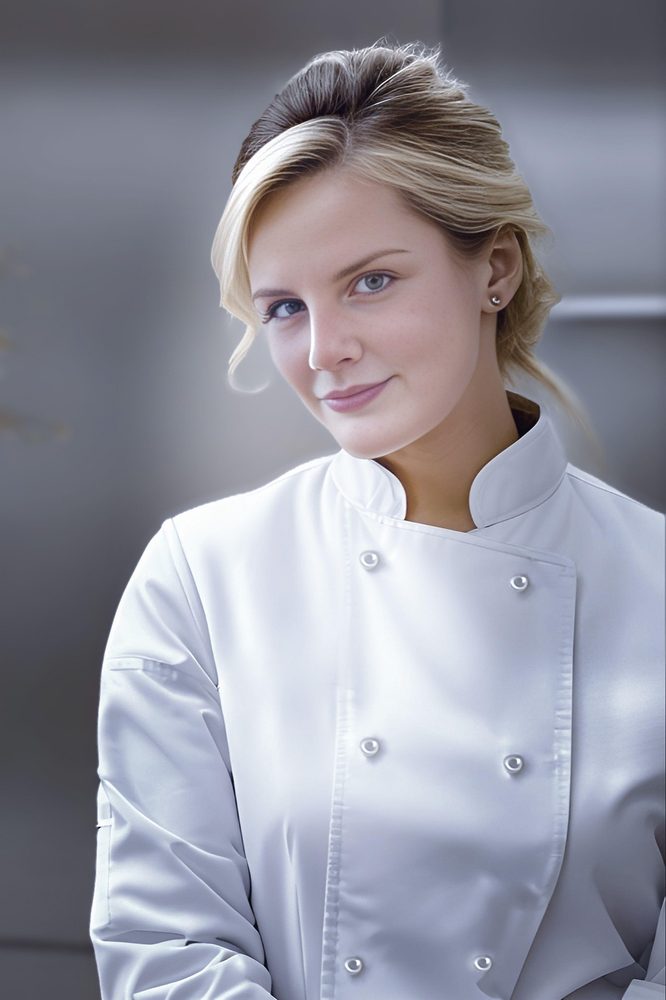 Chef in white kitchen uniform